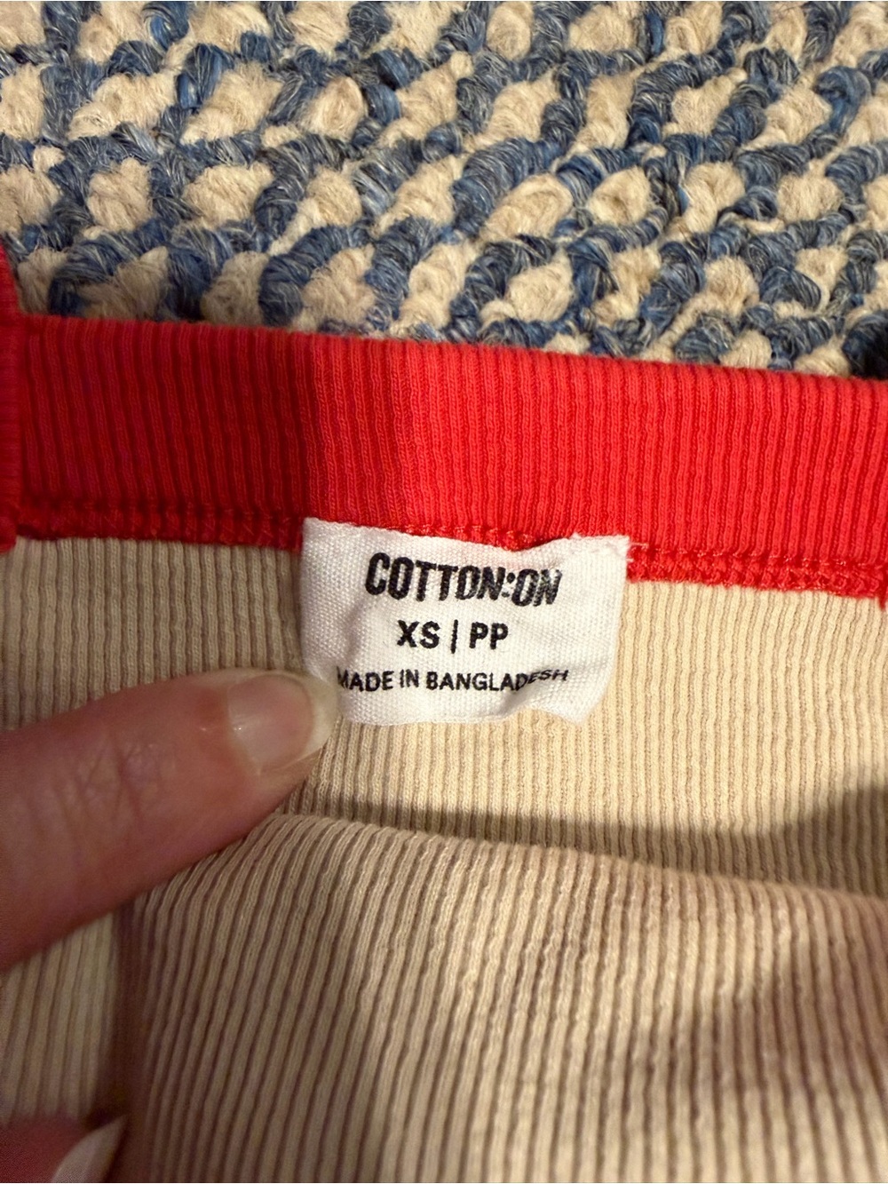 Cotton On Ribbed Crop Tank with Red Trim - Picture 3 of 3